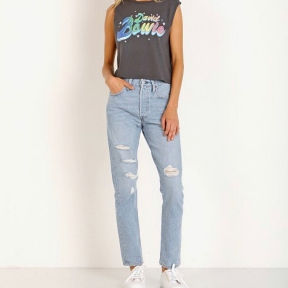 The Levi's 501s SKINNY  Distressed Medium Wash High-Rise Jeans, SizeW29 L28